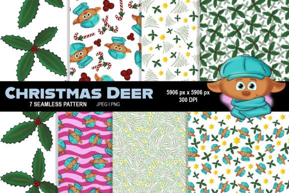 Christmas Deer Seamless Pattern