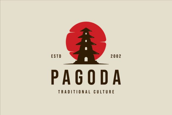 Pagoda or Temple Logo Vintage Vector