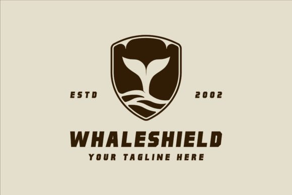 Whale Tail of Shield Logo Vintage Vector: A Versatile Graphic Design Asset