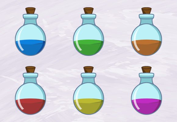 Witch Potion Halloween Drink Art Set: A Magical Graphic Design Element for Creative Projects